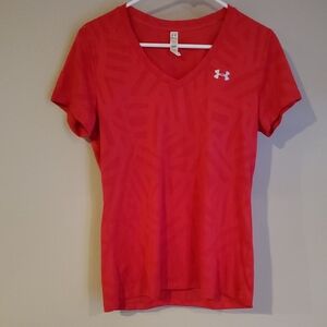 Under Armour Red V-Neck T-Shirt woman's size M